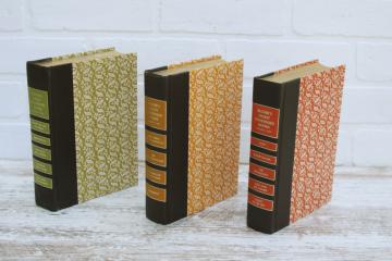 vintage books lot, Readers Digest books w/ print covers, fall colors green, orange, gold