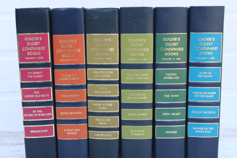 vintage books lot, Readers Digest books w/ print covers, rainbow colors