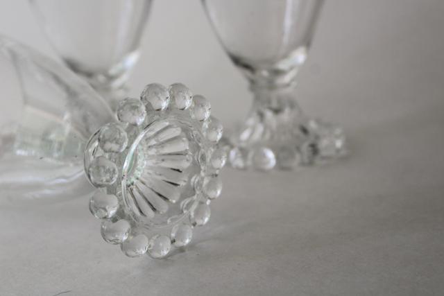 vintage boopie beaded edge pattern crystal clear footed tumblers, water or wine glasses