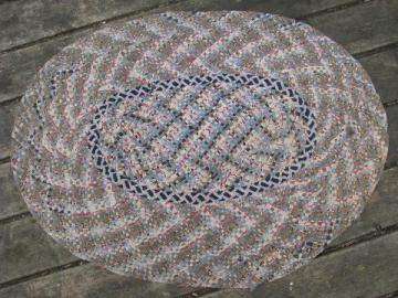 vintage braided cotton rag rug, throw rug or door mat for kitchen or porch