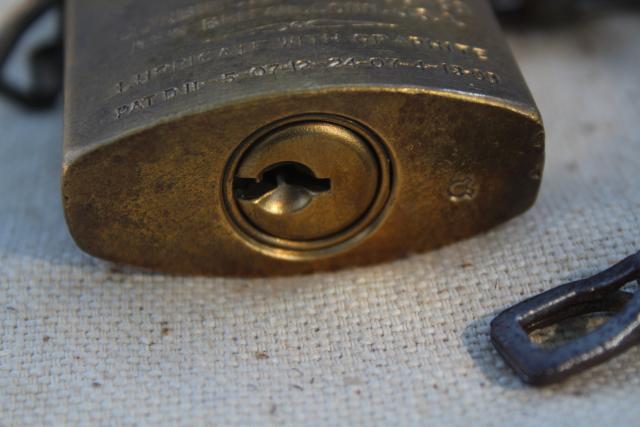 vintage brass XLCR padlock, old Corbin lock marked for Standard Oil, no key