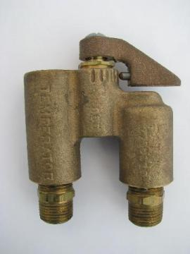vintage brass architectural Temperator water blending valve, vintage plumbing