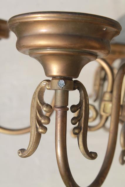 vintage brass chandelier light w/ prism beveled paneled glass lantern lamp shades