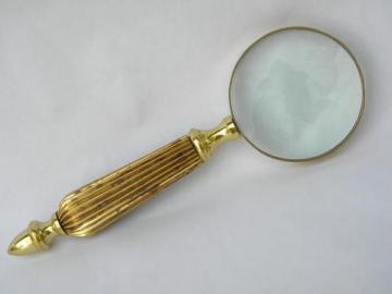vintage brass desk magnifying glass with 3'' lens