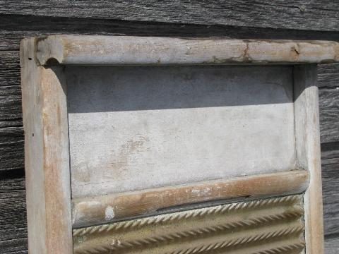 vintage brass scrub board primitive old wooden laundry washboard
