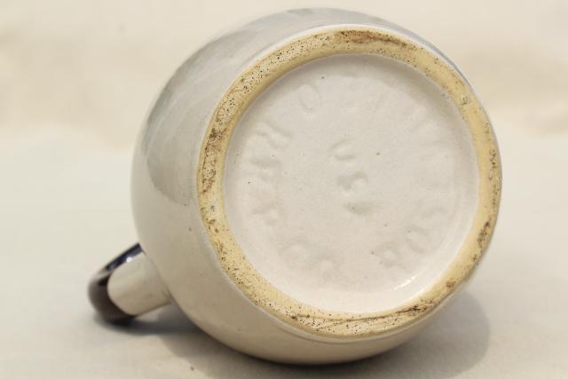 vintage brown band stoneware pitcher or milk jug, RRP Robinson Ransbottom pottery Roseville