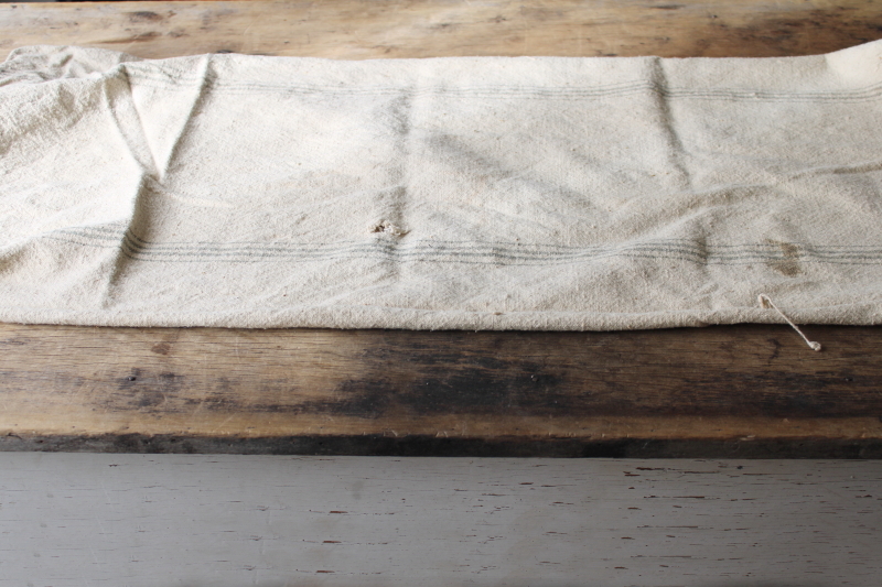 vintage brown stripe grain sack, Chase seamless feed bag, heavy cotton homespun fabric