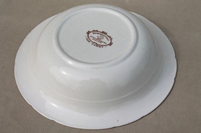 vintage brown transferware china serving bowls, Swinnerton's The Ferry ...