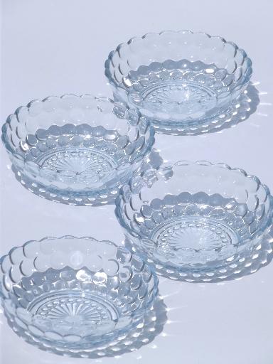 vintage bubble pattern cereal bowls, Anchor Hocking sapphire blue glass