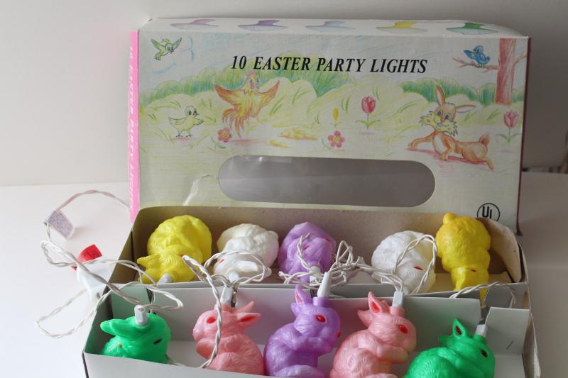 vintage bunny rabbit blow mold fairy lights, holiday party decor or for Easter tree