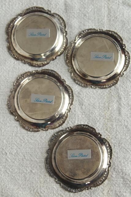 vintage butter pat plates, Saigon engraved silverplate gold electroplate
