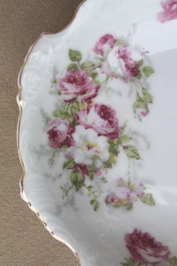 vintage cabbage roses floral china dessert dishes, set of 6 fruit or ice cream bowls