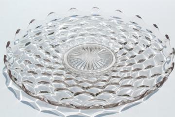 vintage cake plate, small torte plate in cube pattern glass, Fostoria American