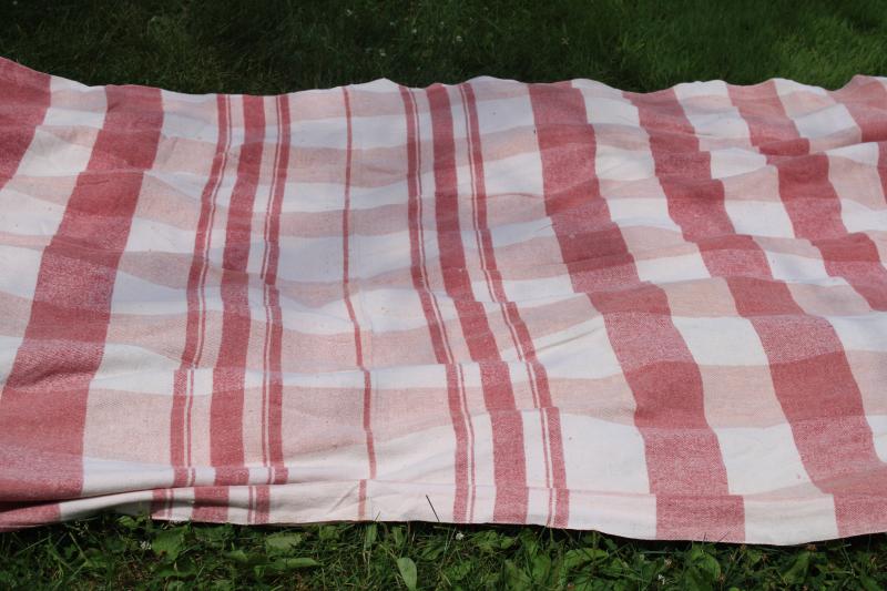 vintage camp bunk blanket, cotton / wool plaid extra long fold over blanket