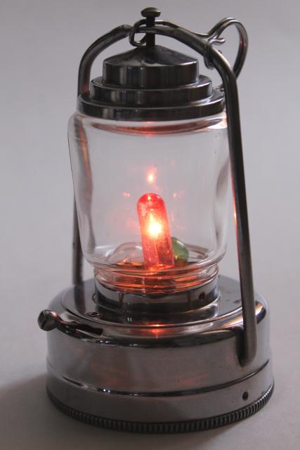 vintage camp lantern or skater's lamp, British Hong Kong chrome signal light / flashlight