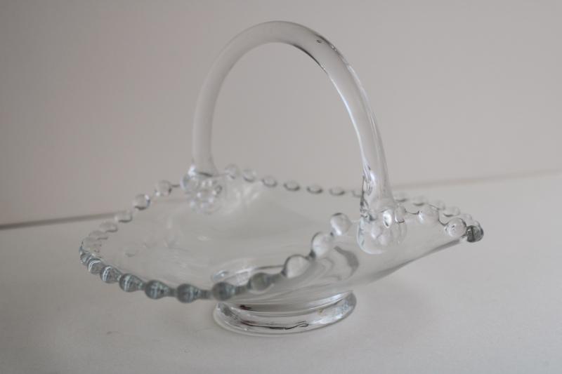 vintage candlewick pattern glass basket candy dish, small basket bowl for mints