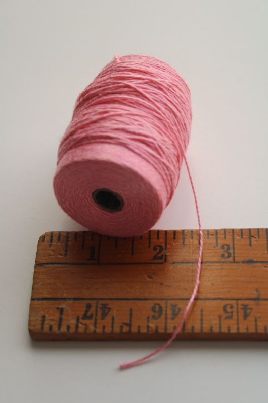 vintage candy pink pure linen thread, fine yarn for bobbin or needle lacemaking, crochet lace