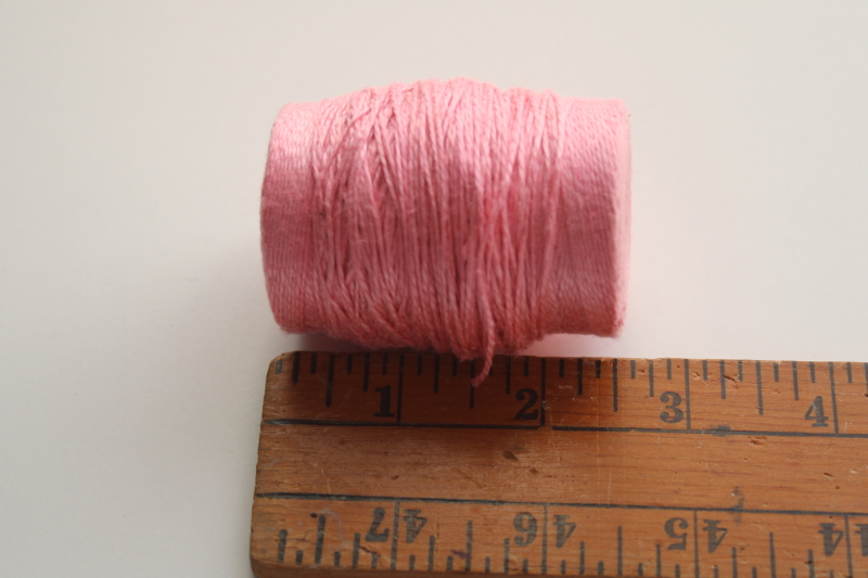 vintage candy pink pure linen thread, fine yarn for bobbin or needle lacemaking, crochet lace