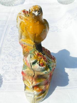 vintage carnival chalkware, golden canary
