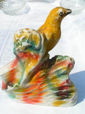 vintage carnival chalkware, golden canary