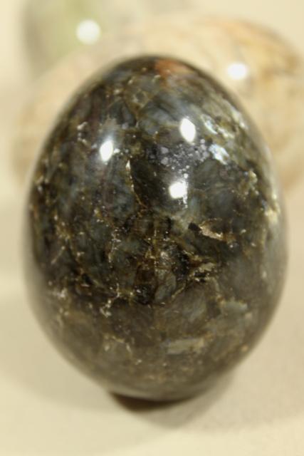 vintage carved stone eggs, natural mineral specimens & semi-precious stones