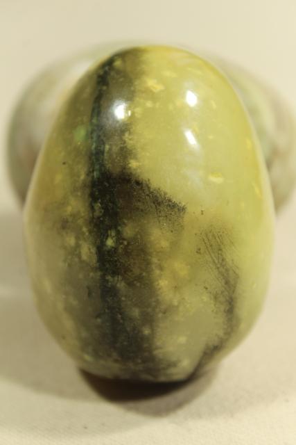 vintage carved stone eggs, natural mineral specimens & semi-precious stones