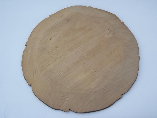 vintage carved wood plate, wooden charger from Russia or eastern Europe