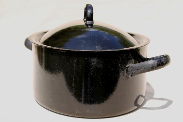 Vintage Prizer Ware Dutch Oven Pot and Lid Cast Iron Enamel Burnt