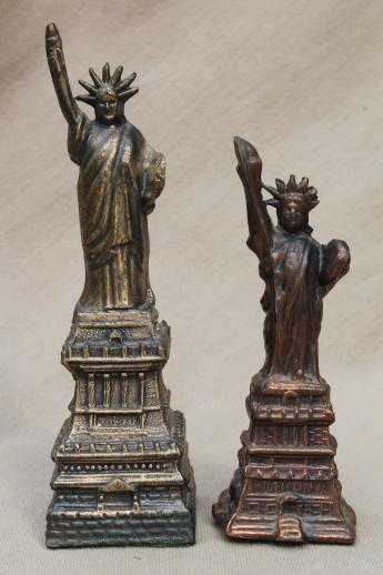 vintage cast metal architectural miniatures, Statue of Liberty figures