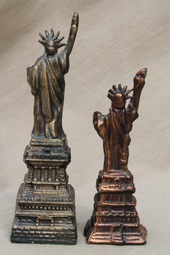 vintage cast metal architectural miniatures, Statue of Liberty figures