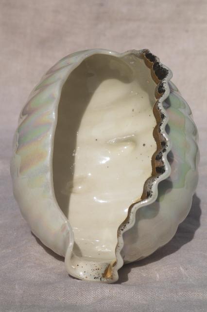 1970s Vintage Coastal Ceramic Seashell Planter - Ruby Lane