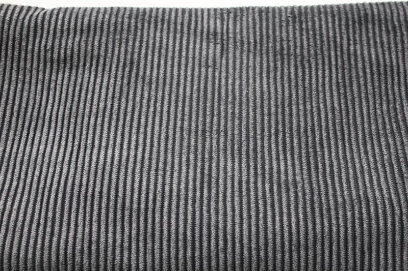 vintage charcoal heather grey wide wale corduroy fabric, velvety soft, thick & plush