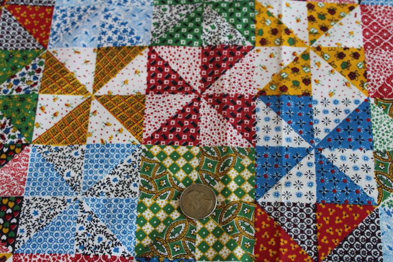 vintage cheater quilt patchwork print cotton fabric, bright calico prairie granny chic