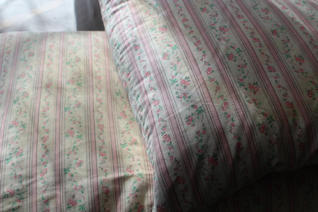 vintage chicken feather pillows w/ pretty flowered cotton ticking fabric