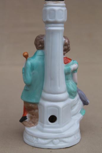 vintage china figurine lamp base, french country couple w/ shepherdess