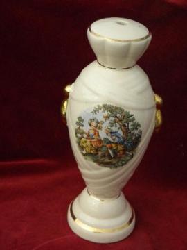 vintage china lamp body base, Colonial Couple pattern, hard to find old lamp part