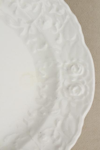 vintage china platter w/ embossed creamware type border, Rosepoint Steubenville