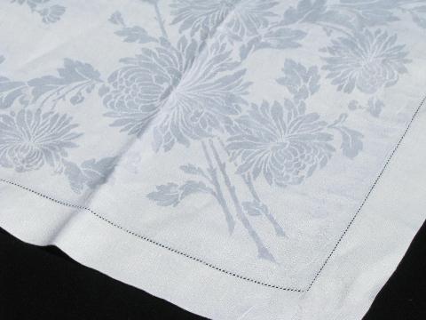 vintage chrysanthemums linen damask table linens, tablecloth & dinner napkins set