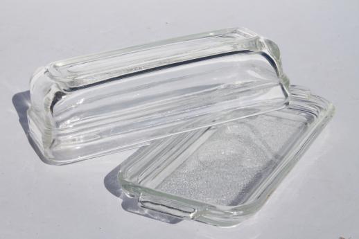 Vintage Clear Glass Butter Dish, Covered Butter Plate Kitchen Glass ...