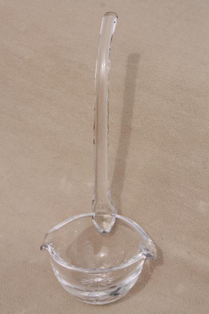 Vintage Hand Blown Clear Glass Punch Bowl Ladle w/Pour Spout Mid Century  MCM 13”