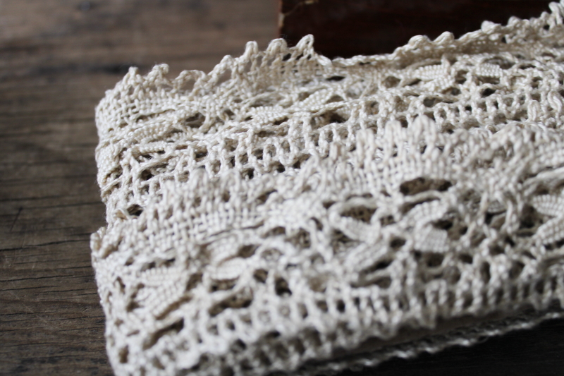 vintage cluny style cotton lace edging, trim for linens or heirloom sewing