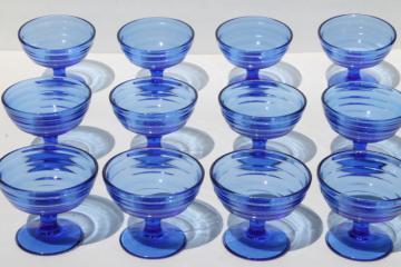 Set Of 8 Hazel Atlas Moderntone Blue Depression Glass Cups - Ruby Lane