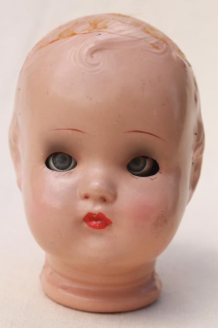 Vintage Composition Baby Doll Head with Sleep Eyes and Molded Hair, 4. –