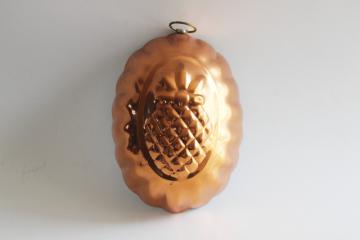 vintage copper plated jello mold w/ pineapple design, wall hanging kitchen decor