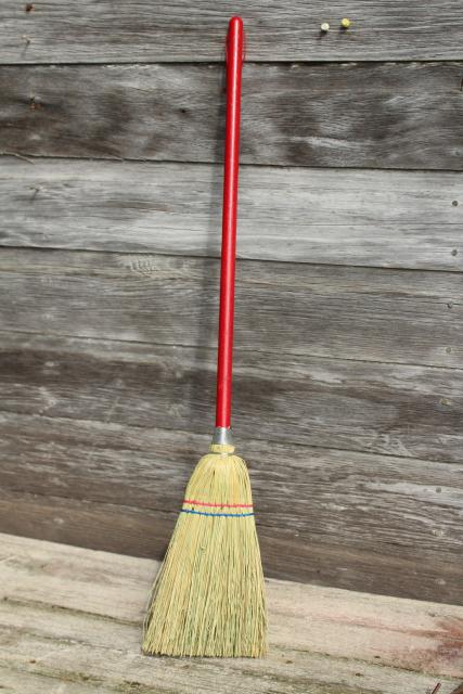 vintage corn brooms, whisk broom & child's size sweeping broom, rustic farmhouse decor