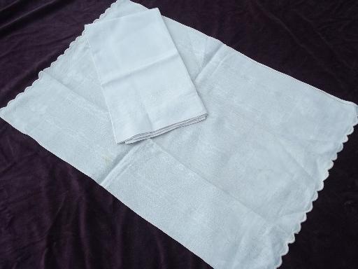 vintage cotton and linen show towel lot, 8 assorted white on white towels