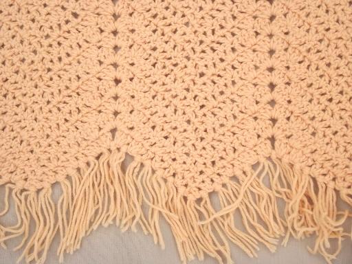 vintage cotton camp blanket & crochet throw in sherbet plaid & orange