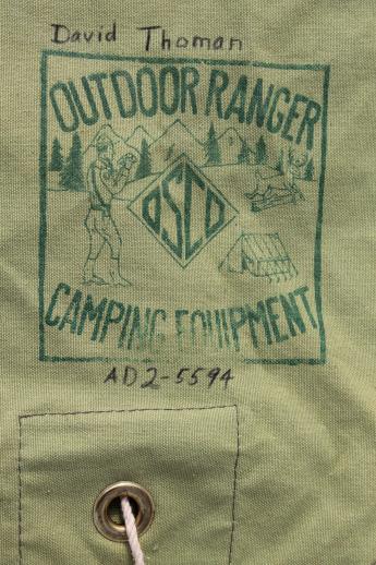 vintage cotton canvas backpack, Outdoor Ranger Camping Equipment camper's day pack