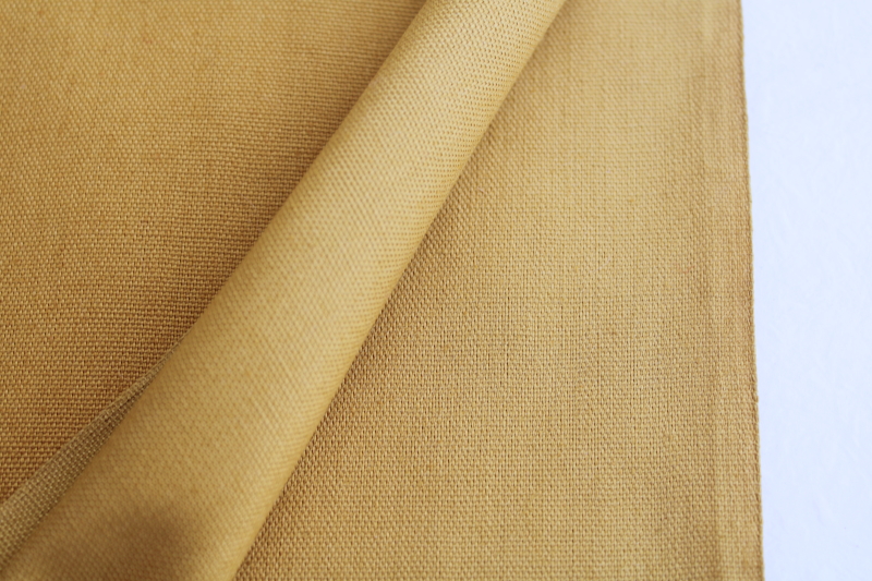 vintage cotton canvas or duck fabric, mustard yellow gold solid color