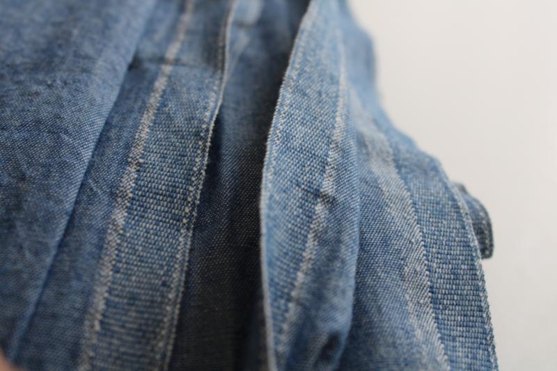 vintage cotton chambray fabric, soft faded denim blue work shirt shirting
